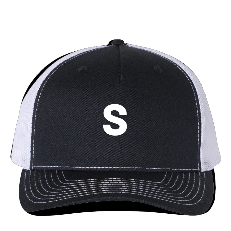 “Classic” Cap – Embroidered S (Richardson 112FP, Navy/White)