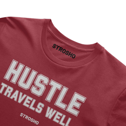 HUSTLE TRAVELS Midweight Tee – Red