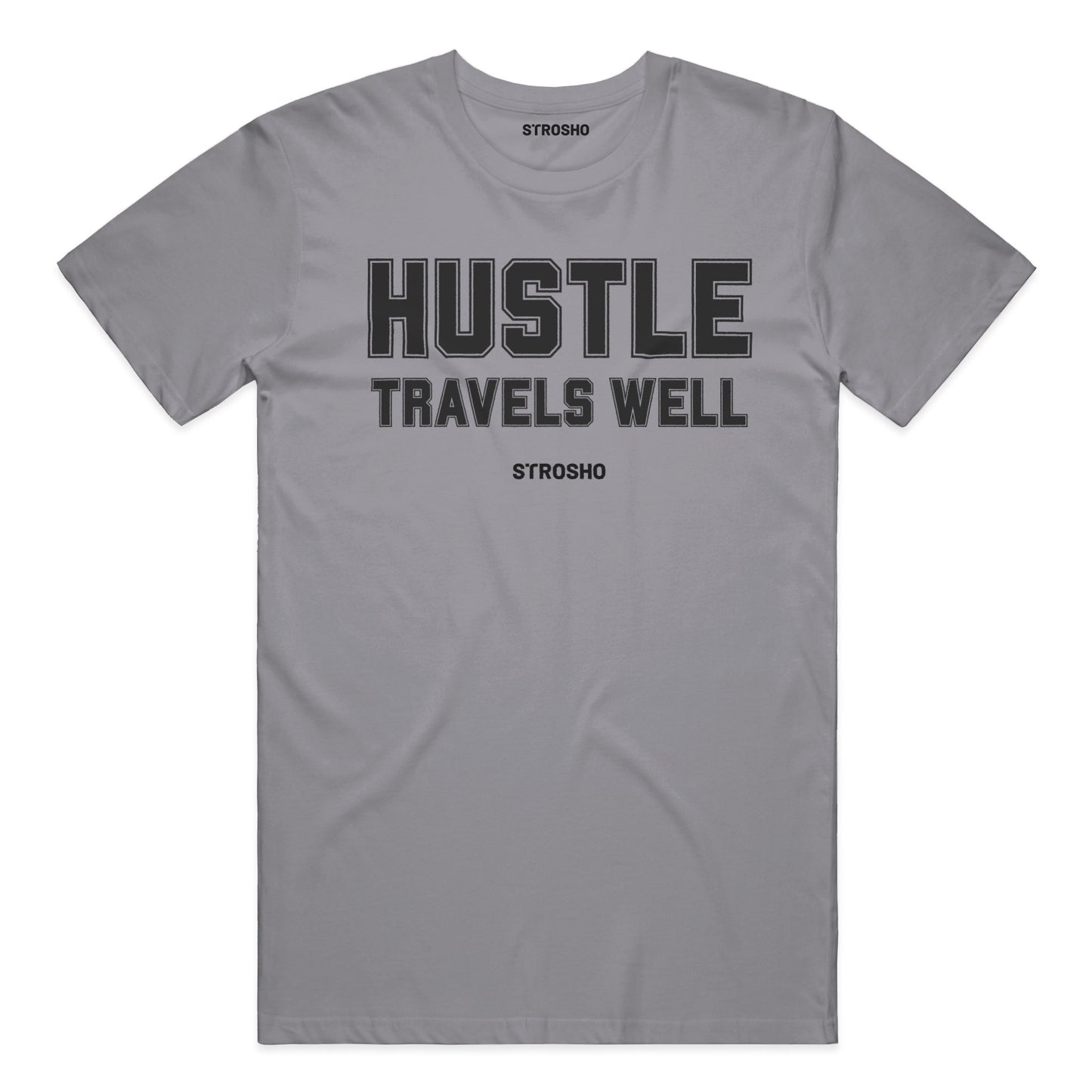 HUSTLE TRAVELS Midweight Tee – Gray