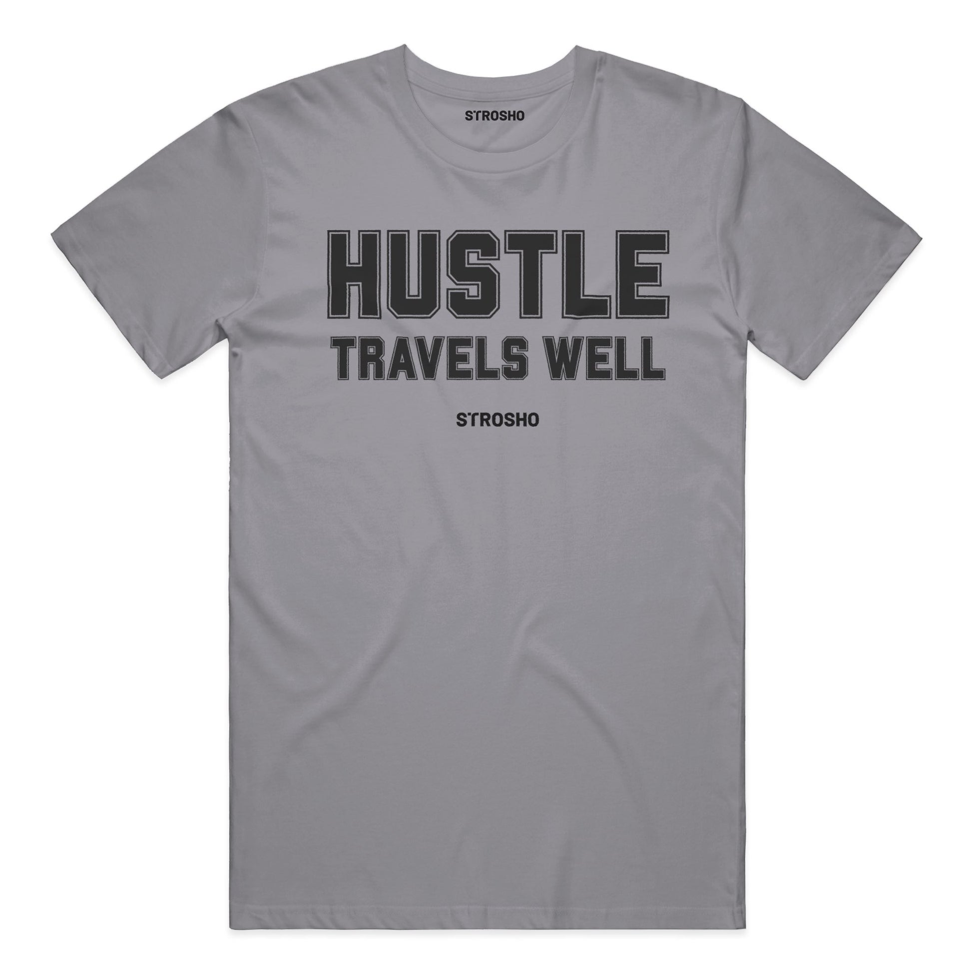 HUSTLE TRAVELS Midweight Tee – Gray