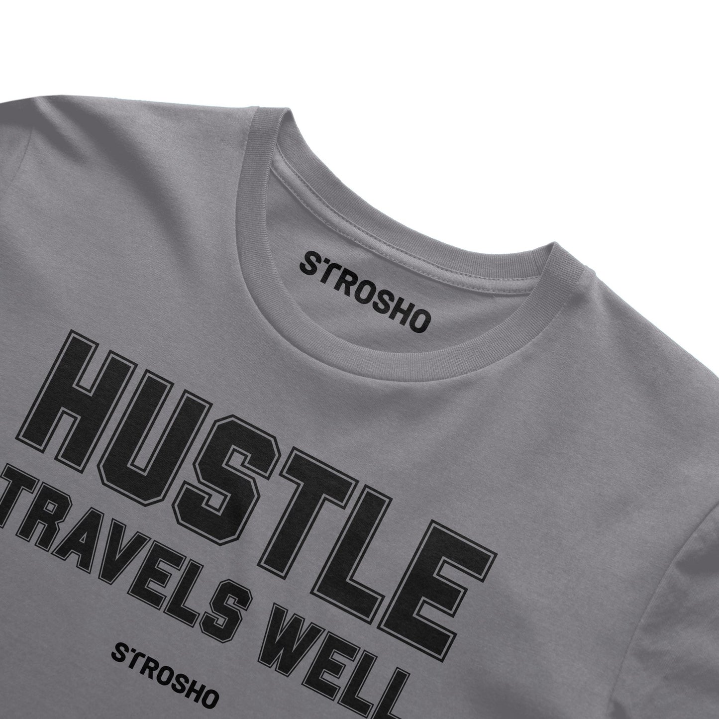HUSTLE TRAVELS Midweight Tee – Gray