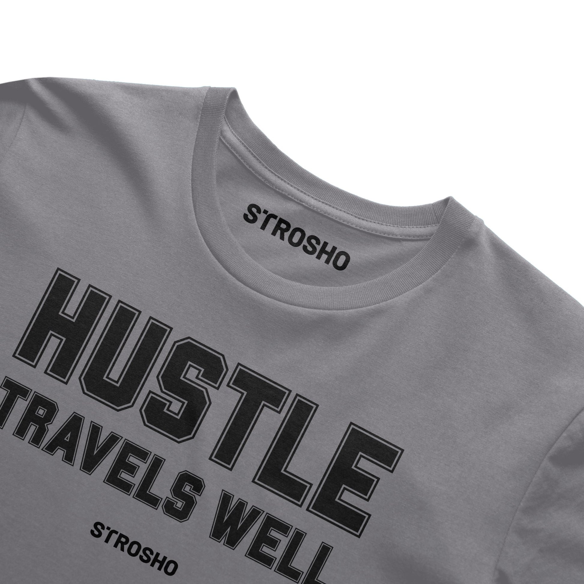 HUSTLE TRAVELS Midweight Tee – Gray