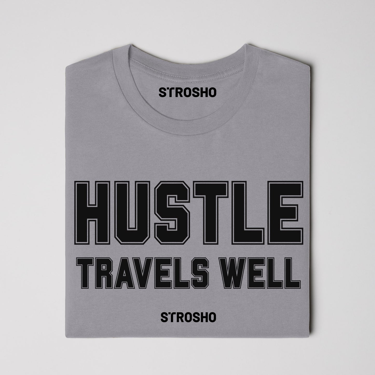 HUSTLE TRAVELS Midweight Tee – Gray