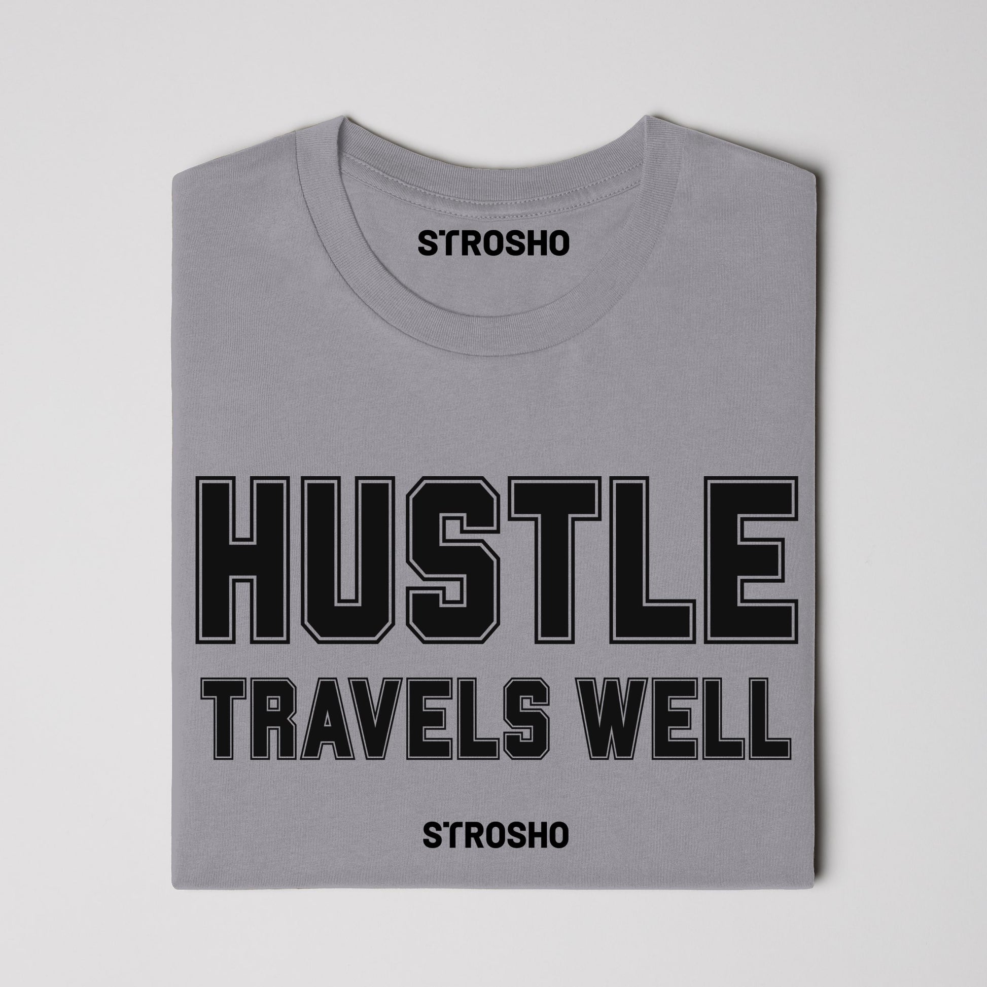 HUSTLE TRAVELS Midweight Tee – Gray