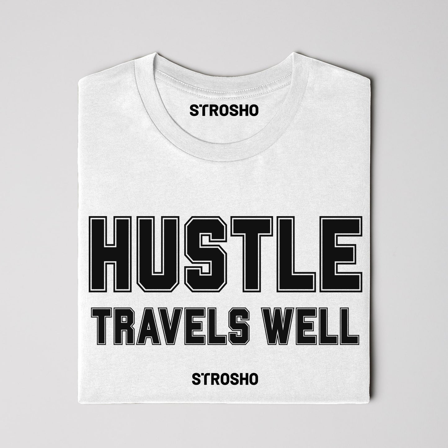 HUSTLE TRAVELS Midweight Tee – White