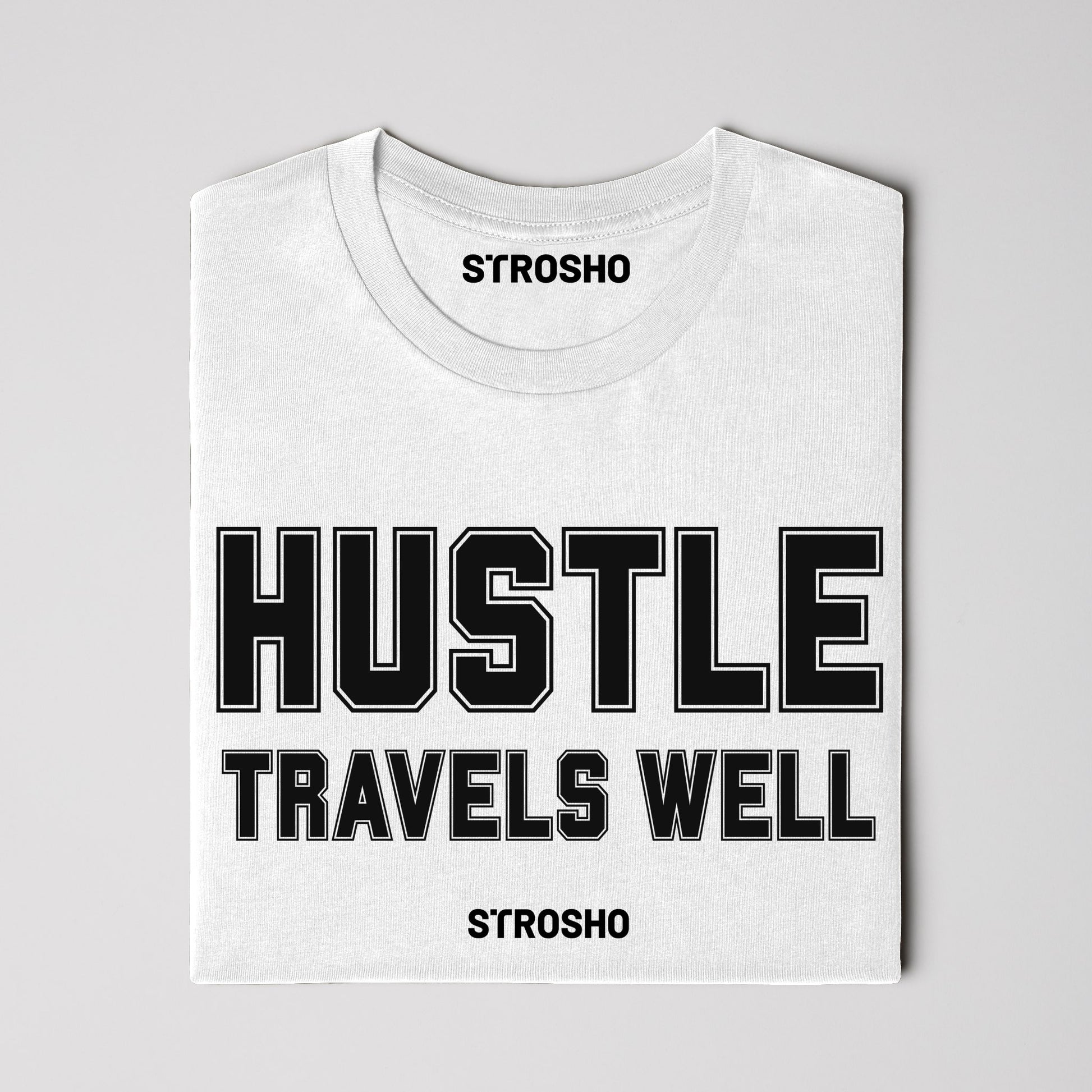 HUSTLE TRAVELS Midweight Tee – White