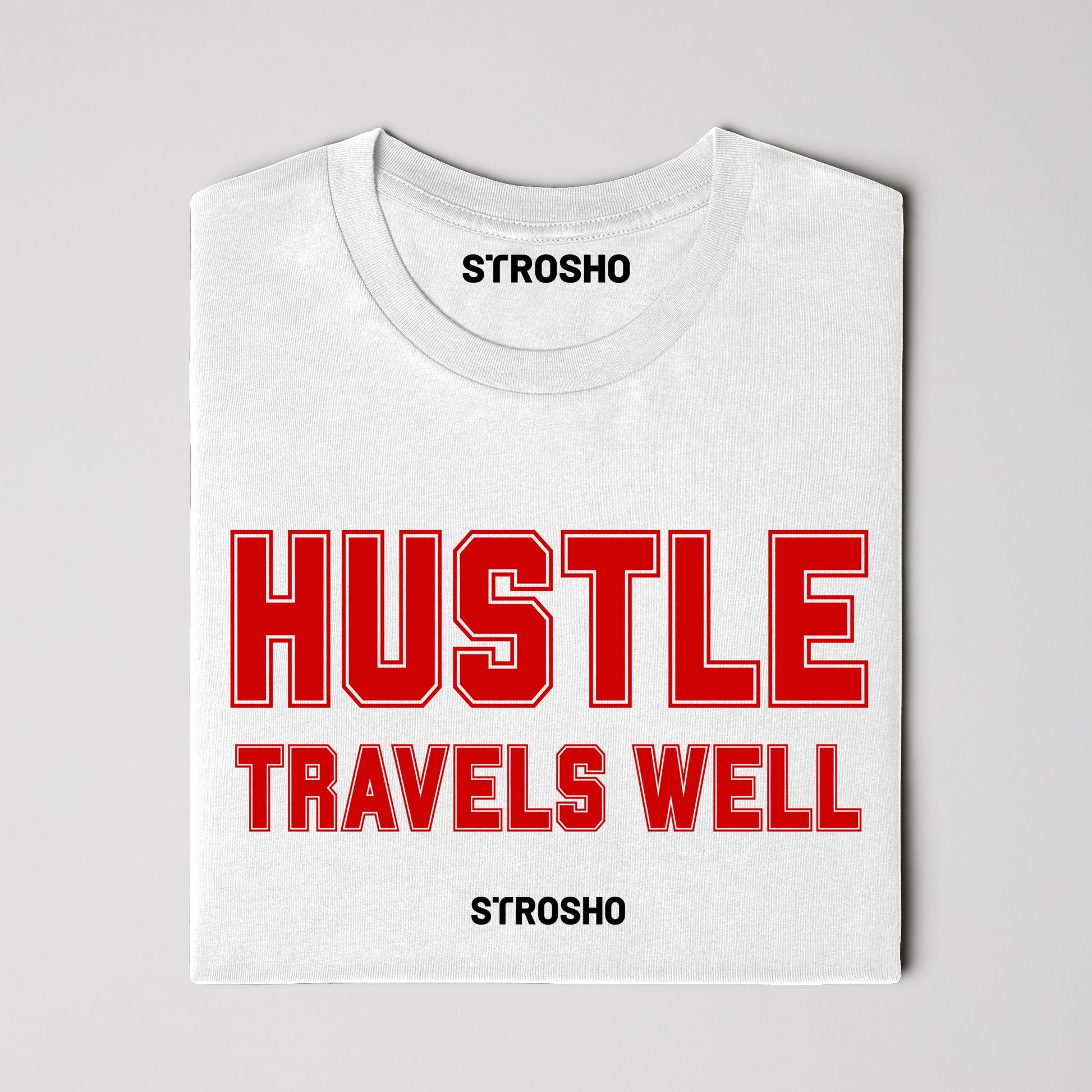 HUSTLE TRAVELS Midweight Tee – White
