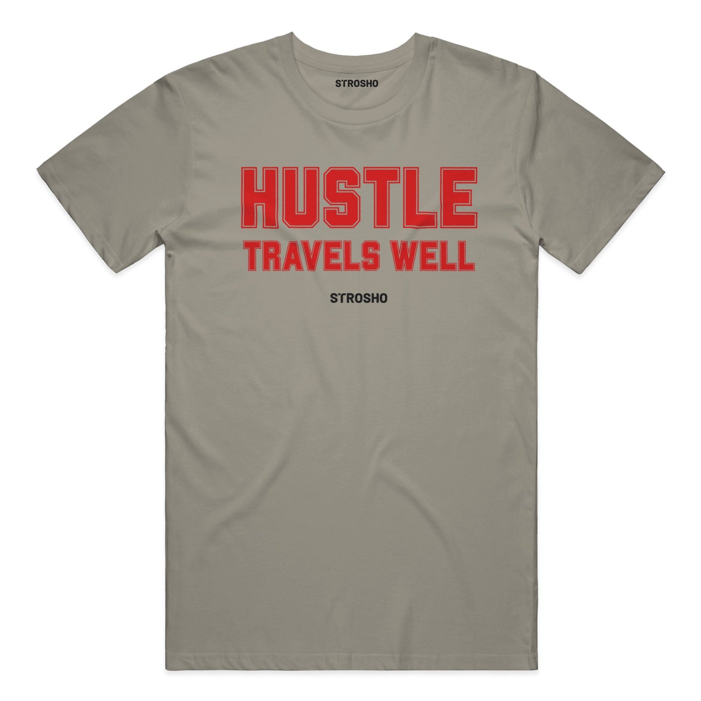 HUSTLE TRAVELS Midweight Tee – Sandstone