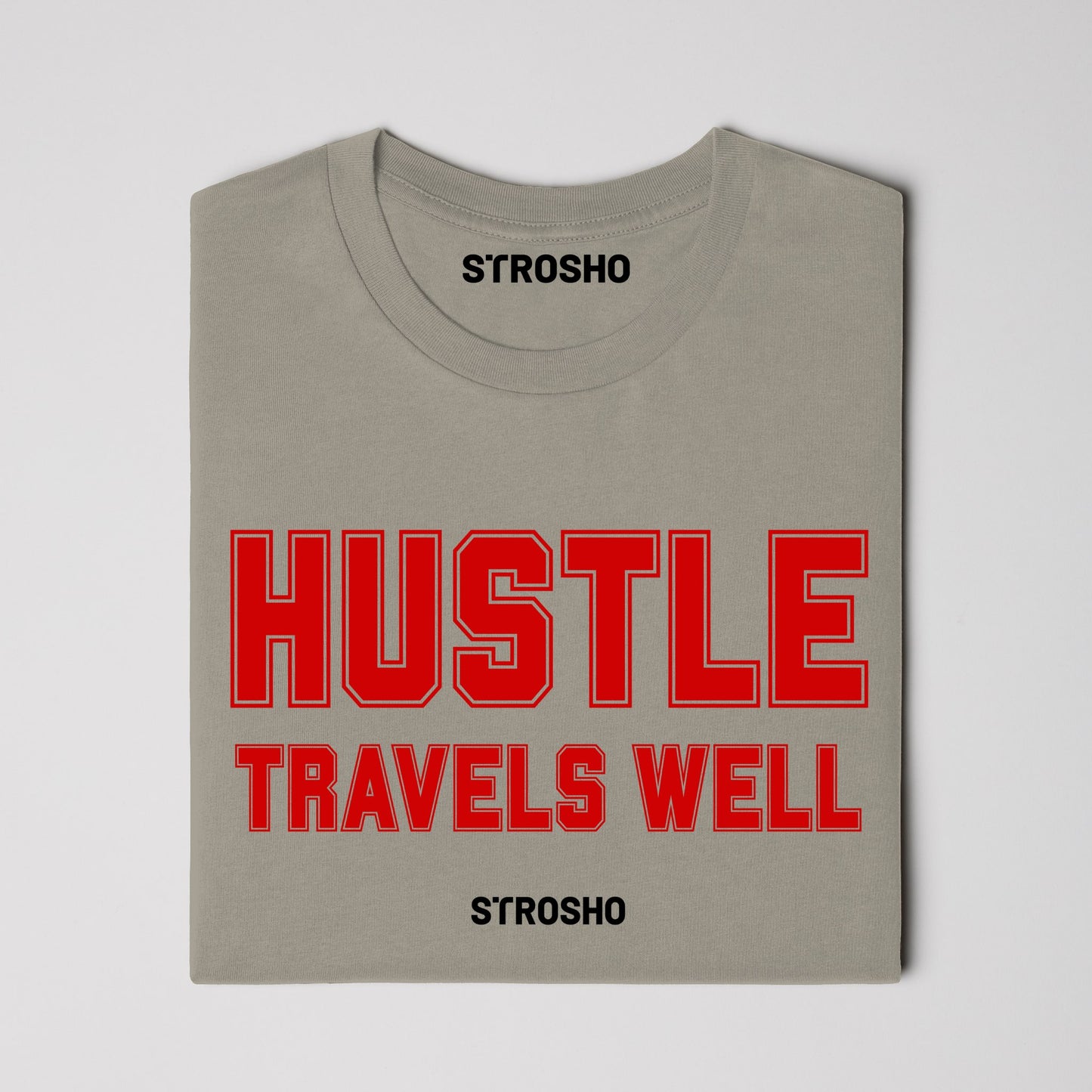 HUSTLE TRAVELS Midweight Tee – Sandstone