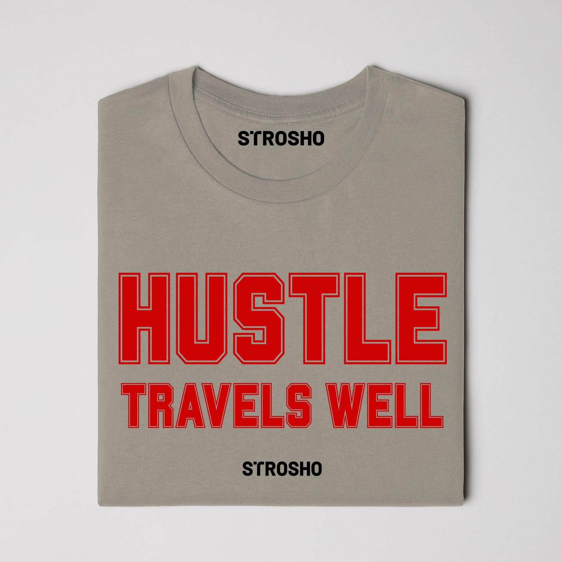 HUSTLE TRAVELS Midweight Tee – Sandstone