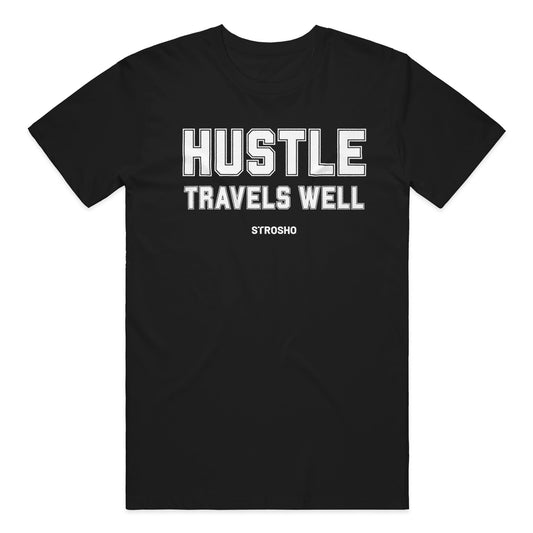 HUSTLE TRAVELS Midweight Tee – Black 