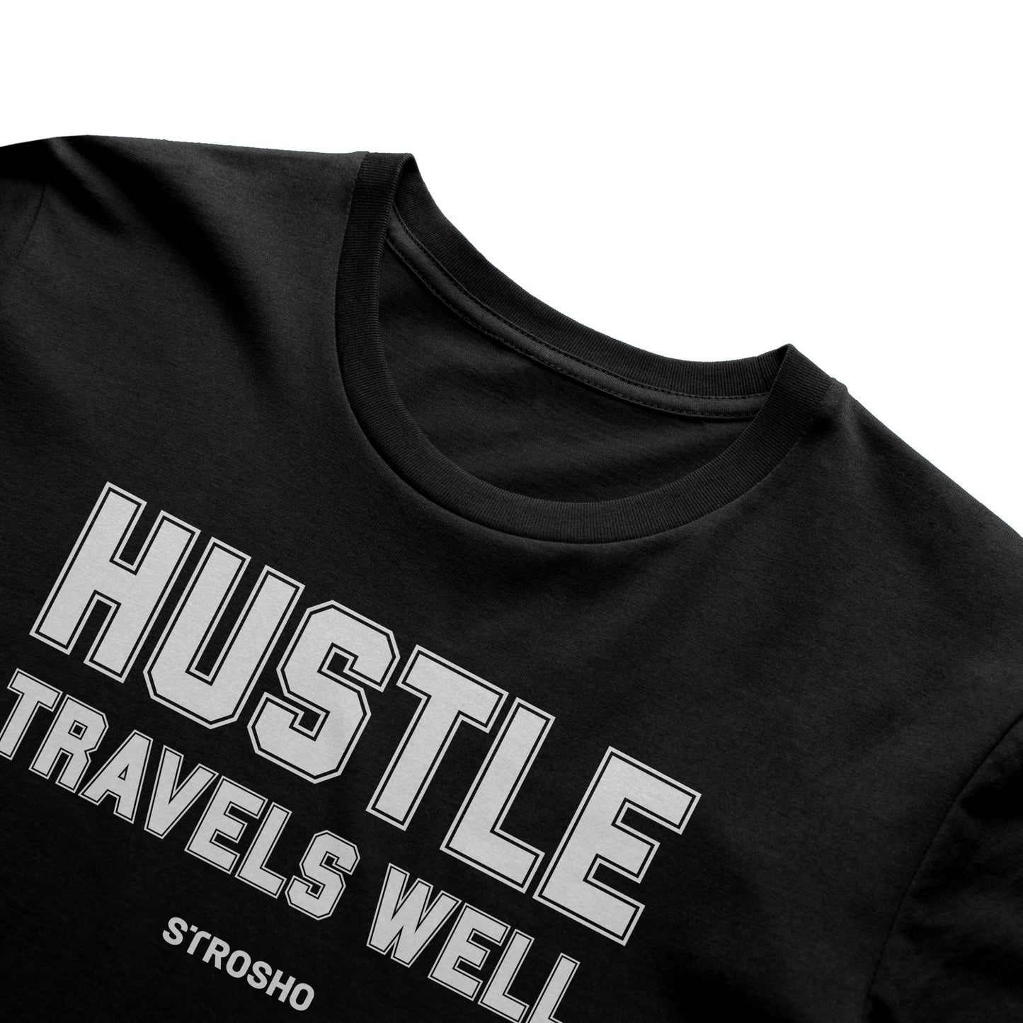 HUSTLE TRAVELS Midweight Tee – Black 