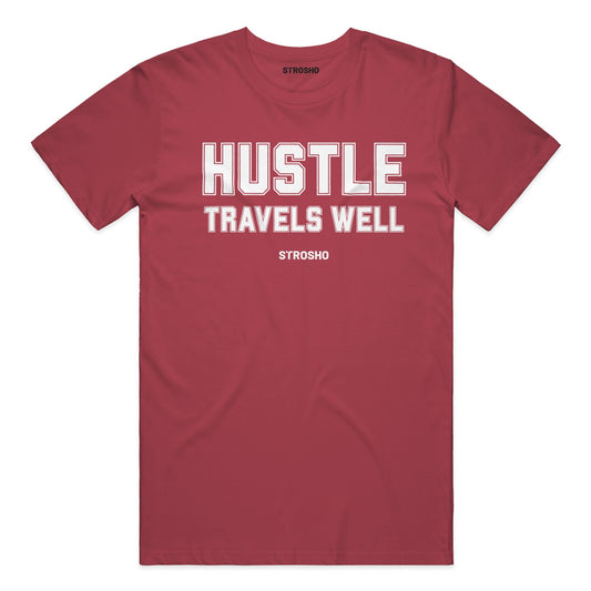 HUSTLE TRAVELS Midweight Tee – Red