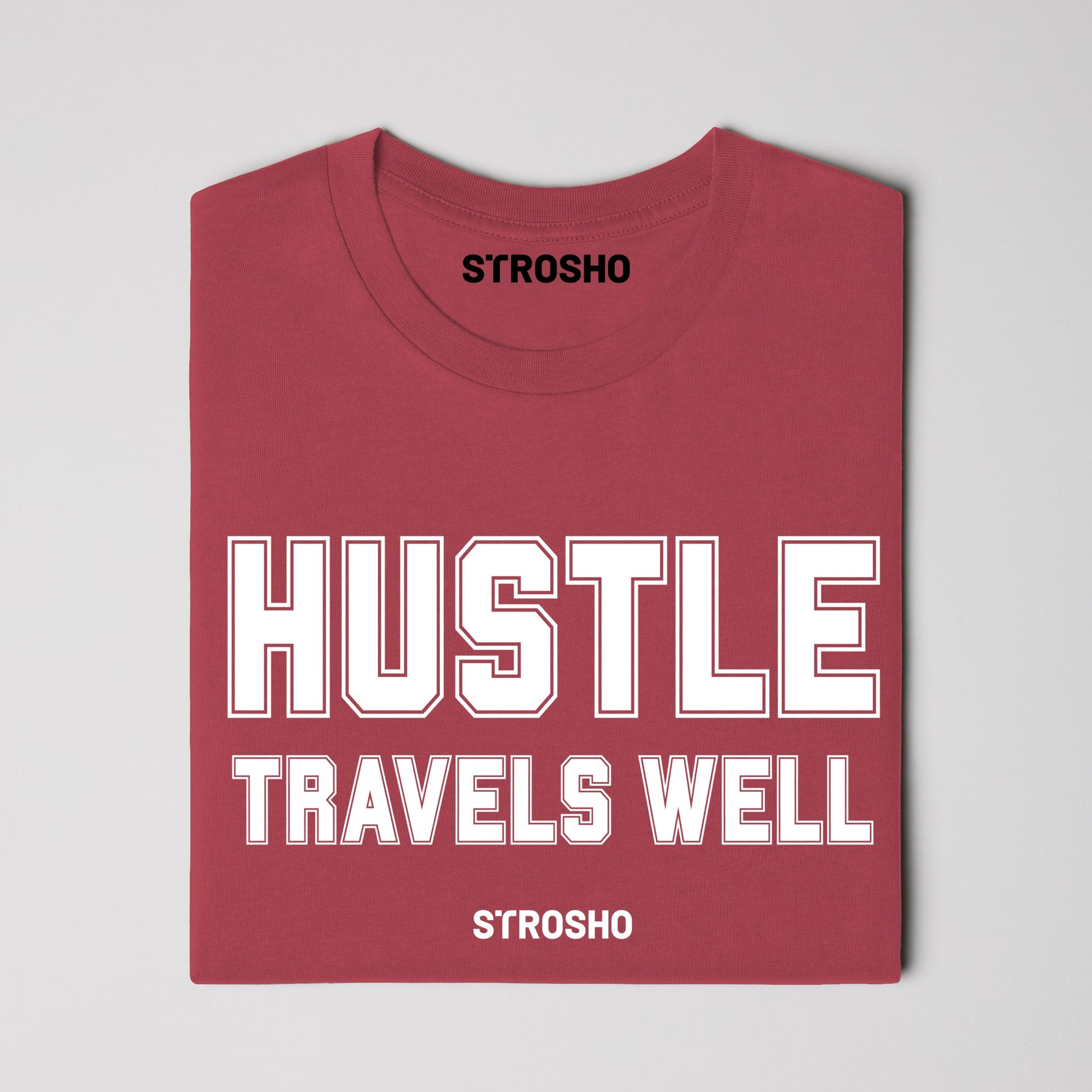 HUSTLE TRAVELS Midweight Tee – Red