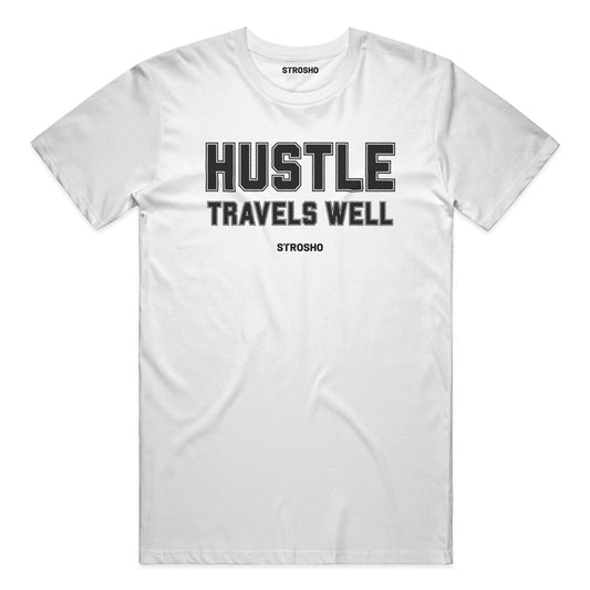 HUSTLE TRAVELS Soft Tee - White