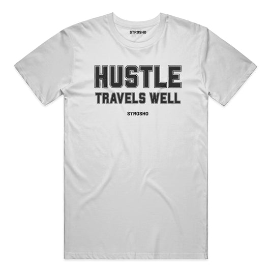HUSTLE TRAVELS Soft Tee - Heather Gray