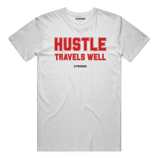 HUSTLE TRAVELS Soft Tee - Heather Gray