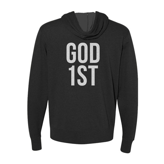 GOD 1ST Zip Hoodie - Black