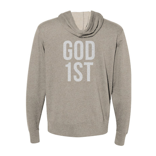 GOD 1ST Zip Hoodie - Oatmeal