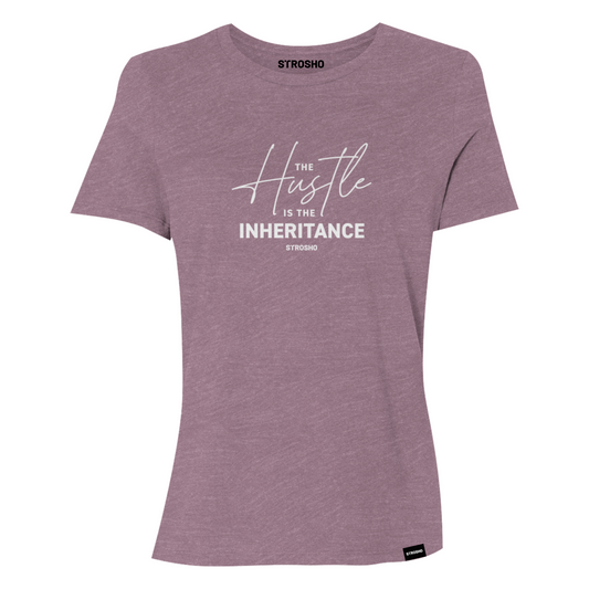 The Hustle Is The Inheritance Women’s Fitted Tee (Heather Mauve)