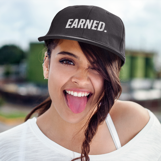 EARNED. Distressed Cap – Black